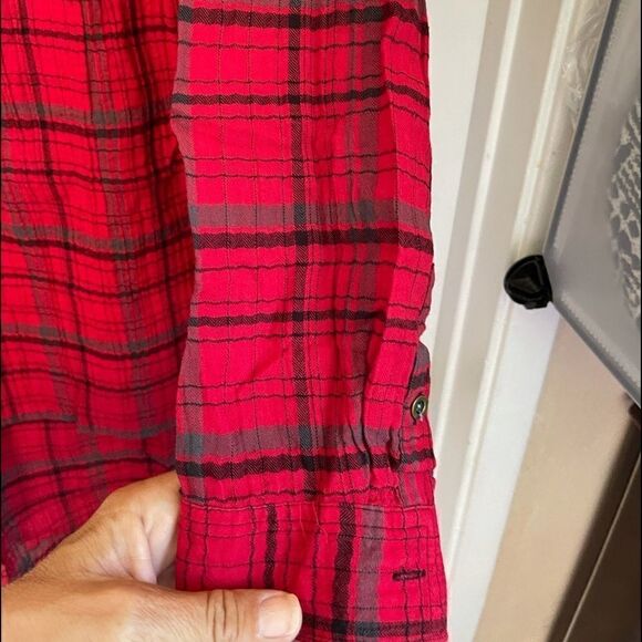 3/$25 ANTHROPOLOGIE HOLDING HORSES Red Plaid Tunic Top - Picture 7 of 11